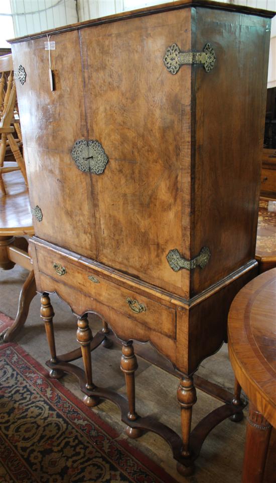 Walnut cocktail cabinet on stand